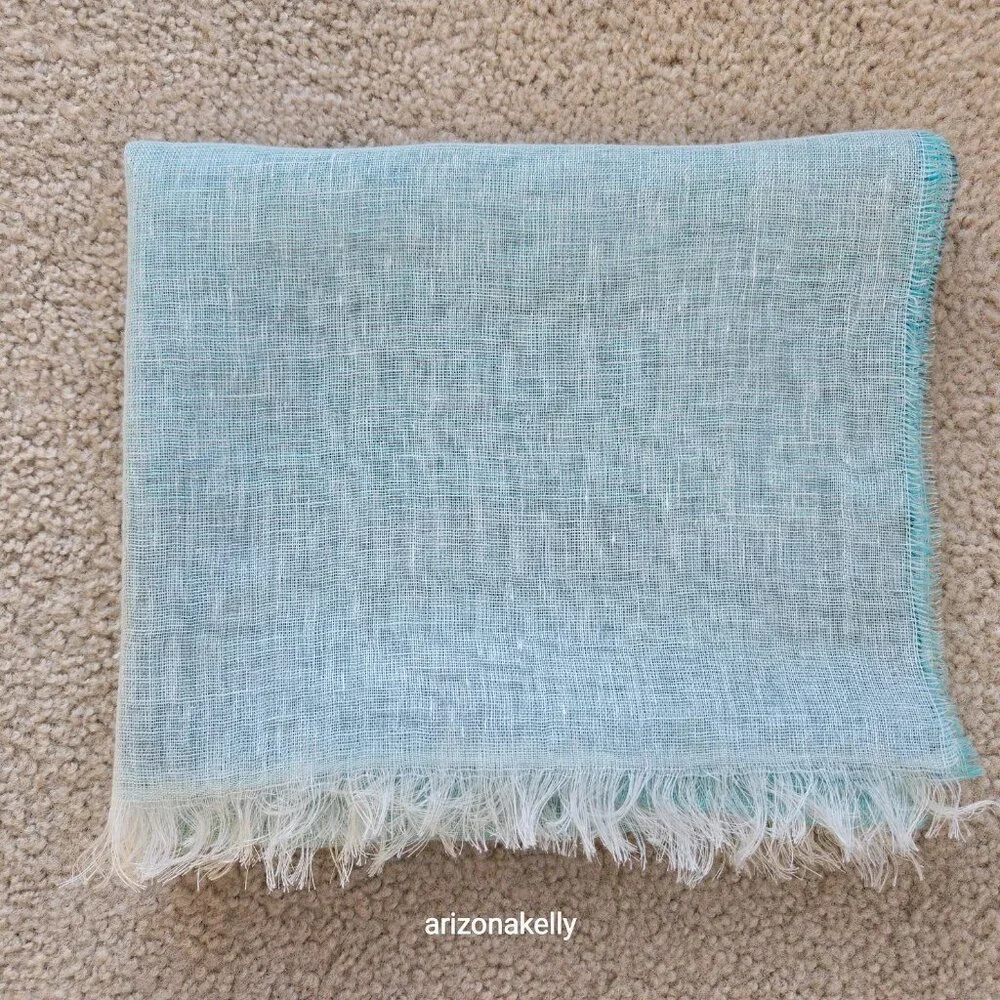 NWOT Linen Scarf Gradient Blue Ombre